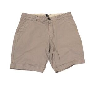 Hugo Boss Mens Chino Shorts Gray Cotton Blend Casual Flat Front Size 32R